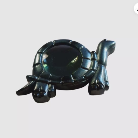 Vintage Resin Tortoise TURTLE Magnifying Glass Desk Office Paperweight Green - Picture 2 of 8